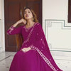 Purple & Wine Anarkali Suit Set with Embroidered Dupatta (2 Colors Available)