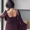 Maroon Heavy Embroidered Kurti Pant Set with Dupatta