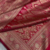 Rich Red Banarasi Brocade Silk Saree with All-Over Golden Zari Floral Weaving