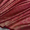 Rich Red Banarasi Brocade Silk Saree with All-Over Golden Zari Floral Weaving