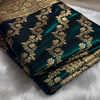 Dark Teal Green Banarasi Silk Saree with Heavy Gold Zari Floral Jaal & Rich Traditional Border