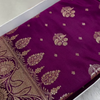 Royal Wine Purple Banarasi Silk Saree with Gold Zari Floral Buti & Heavy Designer Border