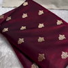Wine Maroon Banarasi Silk Saree with Gold Zari Buti Motifs & Classic Woven Border