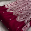 Maroon Banarasi Silk Saree With Heavy Silver Zari Weaving