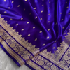 Royal Blue Satin Silk Saree with Intricate Golden Zari Border and Butta Design