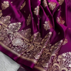 Royal Wine Purple Banarasi Silk Saree with Gold Zari Floral Buti & Heavy Designer Border