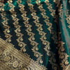 Dark Teal Green Banarasi Silk Saree with Heavy Gold Zari Floral Jaal & Rich Traditional Border