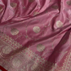 Rose Pink Banarasi Silk Saree with Gold Zari Floral Jaal & Heavy Traditional Border