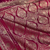 Deep Maroon Satin Silk Saree with Rich Golden Zari Border and Floral Butta Design