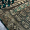 Dark Teal Green Banarasi Silk Saree with Heavy Gold Zari Floral Jaal & Rich Traditional Border