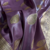 Lavender Purple Banarasi Silk Saree with Gold Zari Paisley Motifs & Elegant Woven Border