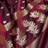 Wine Maroon Banarasi Silk Saree with Gold Zari Buti Motifs & Classic Woven Border