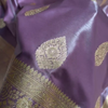 Lavender Purple Banarasi Silk Saree with Gold Zari Paisley Motifs & Elegant Woven Border