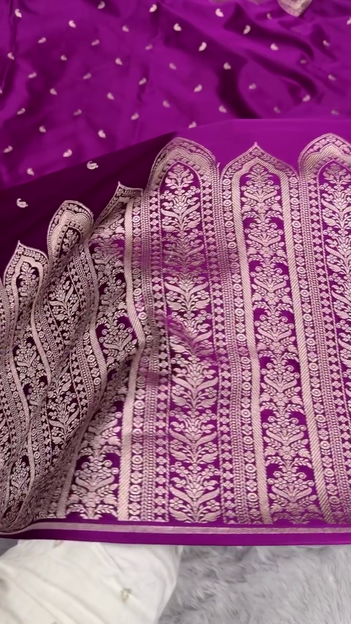 Royal Purple Banarasi Silk Saree With Silver Zari Weaving