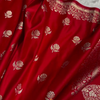 Bright Red Banarasi Silk Saree with Gold Zari Rose Buti Motifs & Traditional Woven Border