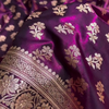 Dark Wine Satin Silk Saree with Intricate Golden Zari Floral Weaving and Rich Border
