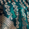 Dark Teal Green Banarasi Silk Saree with Heavy Gold Zari Floral Jaal & Rich Traditional Border