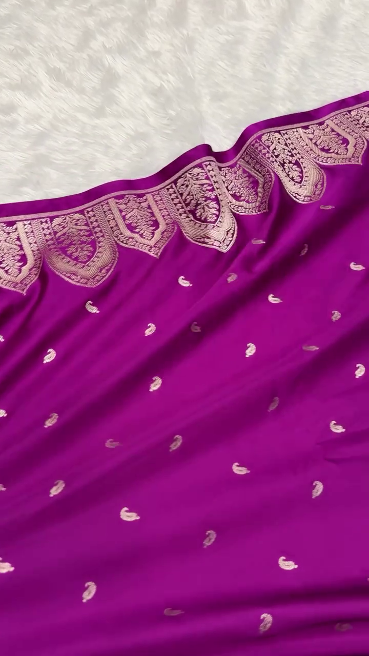 Royal Purple Banarasi Silk Saree With Silver Zari Weaving