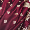 Wine Maroon Banarasi Silk Saree with Gold Zari Buti Motifs & Classic Woven Border