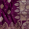 Royal Wine Purple Banarasi Silk Saree with Gold Zari Floral Buti & Heavy Designer Border