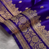 Royal Blue Satin Silk Saree with Intricate Golden Zari Border and Butta Design
