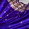 Royal Blue Satin Silk Saree with Intricate Golden Zari Border and Butta Design