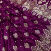Royal Wine Purple Banarasi Silk Saree with Gold Zari Floral Buti & Heavy Designer Border