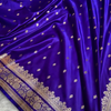 Royal Blue Satin Silk Saree with Intricate Golden Zari Border and Butta Design