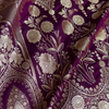 Royal Wine Purple Banarasi Silk Saree with Gold Zari Floral Buti & Heavy Designer Border