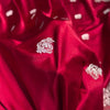 Ruby Red Banarasi Silk Saree with Silver Zari Buttas & Regal Woven Border